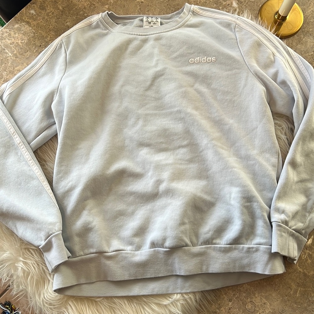 Adidas Baby Blue Sweatshirt 3 Stripes- L